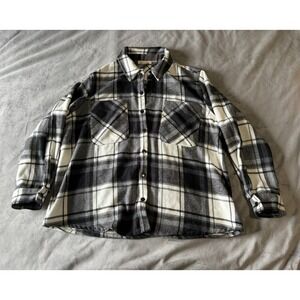 Ecothreads Black White Plaid Flannel Shirt Jacket Shacket Womens Plus 1X